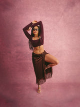 Silky Fringe Skirt in Chocolate