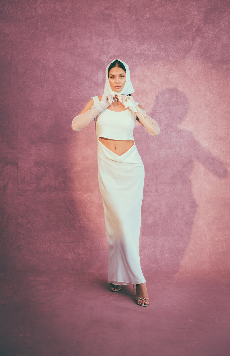 Icon Dress in Sheer White